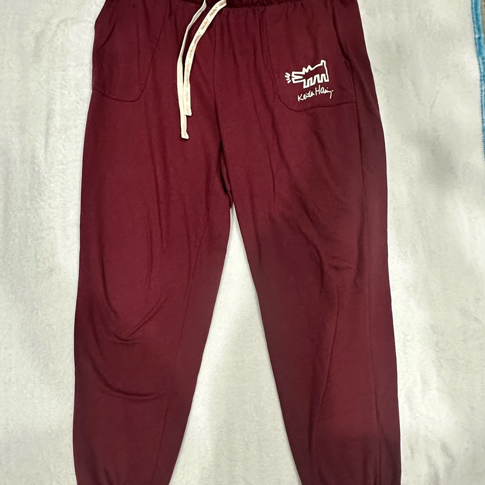 Men/Women Maroon Track Joggers with Drawstring Waist